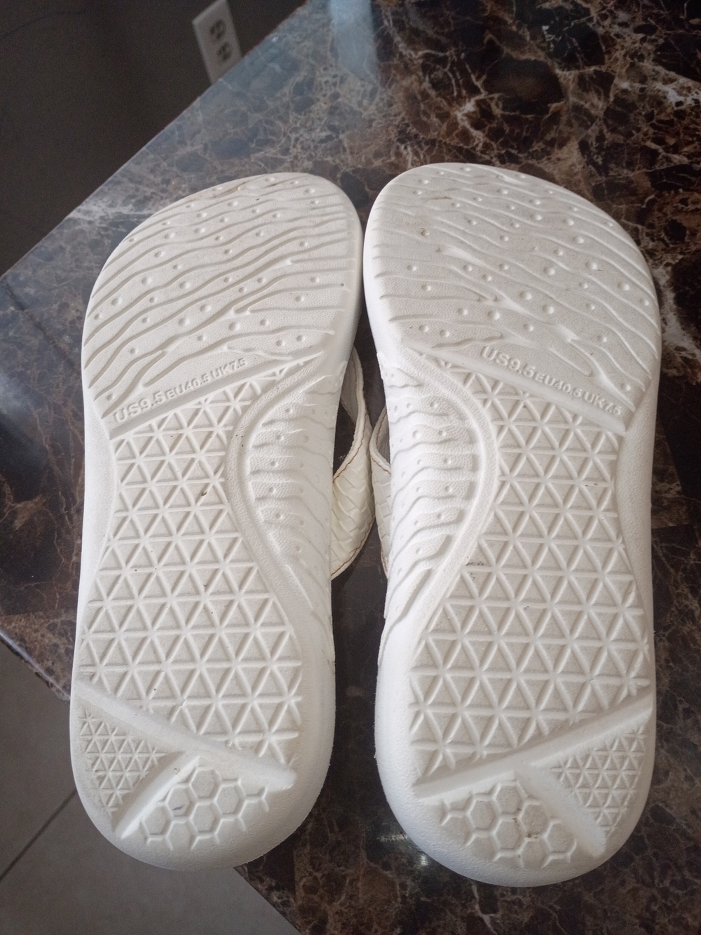 White Woven Thong Sandal with Cushioned Tan Footbed - Women - Picture 9 of 9